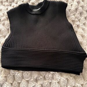 Zara Black Ribbed Cropped Tank